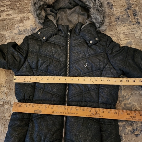 Calvin Klein black shimmer long puffer coat. Kids size Large (12/14). - Picture 14 of 15
